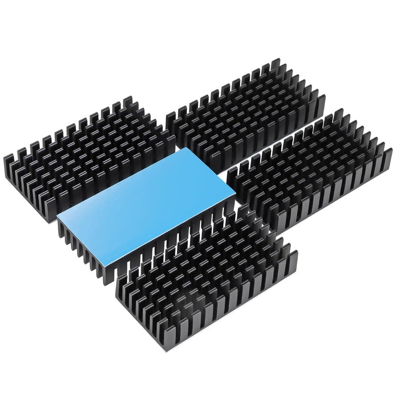 Manesi 5PCS Aluminum Heat Sink with Thermal Conductive Adhesive Tape, 50×25×10mm Heatsink Cooler for Cooling VRM GPU Stepper Driver 3D Printer Stepper Motor - Image 1
